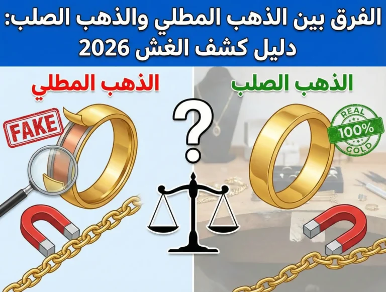 الفرق بين الذهب المطلي والذهب الصلب دليل كشف الغش 2026